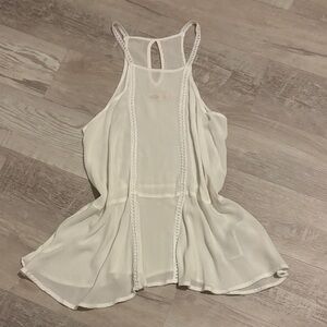 Hollister Ivory Lace Trim Top